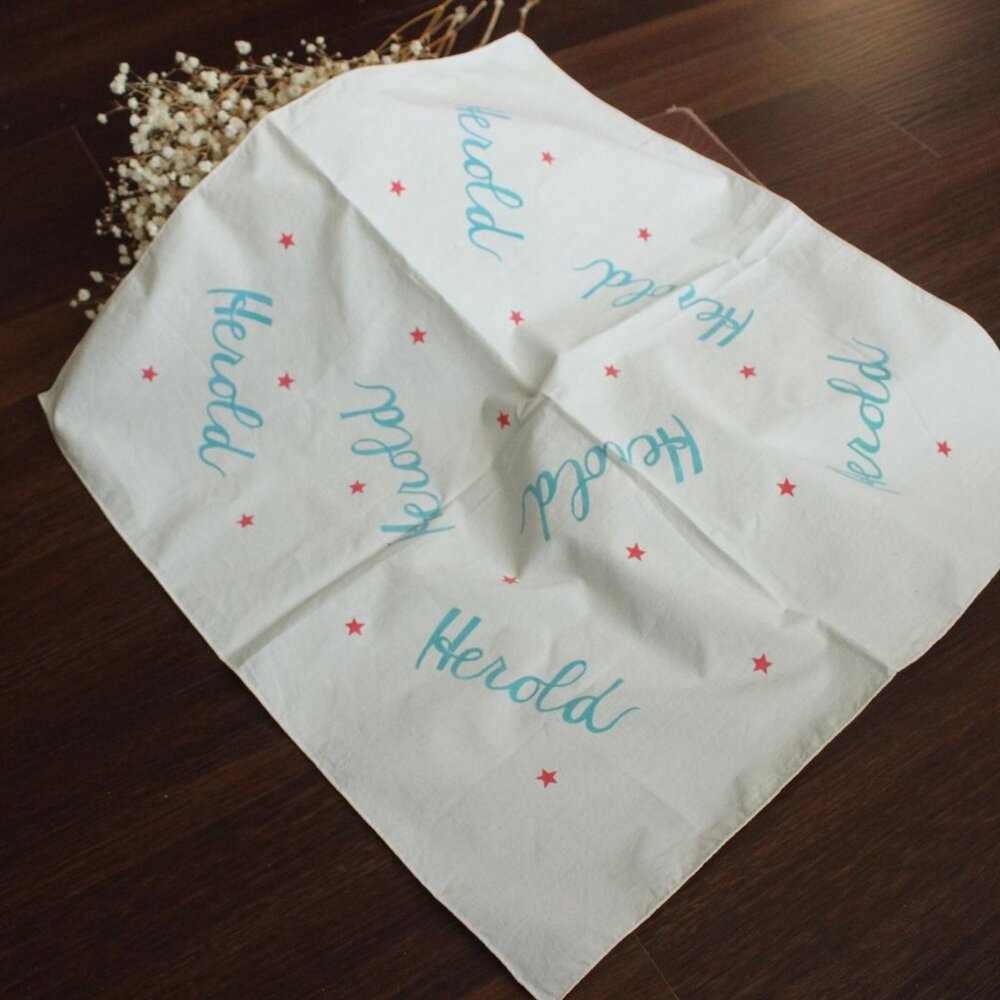 Vintage 1950s Men's Handkerchief, Herold White Cotton with Blue, Red Stars Colle - Picture 2 of 10